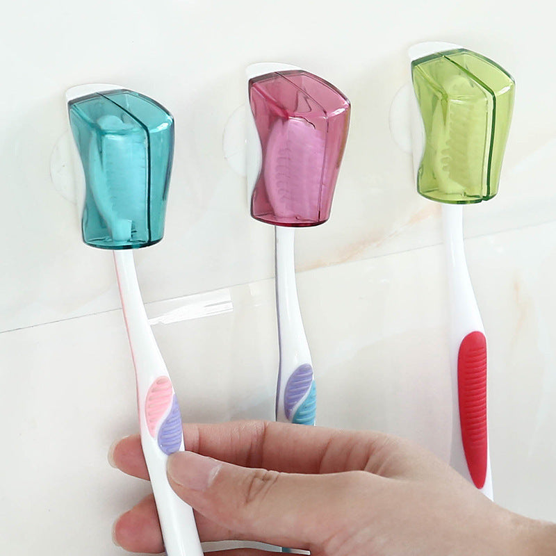Portable travel toothbrush case with suction cup