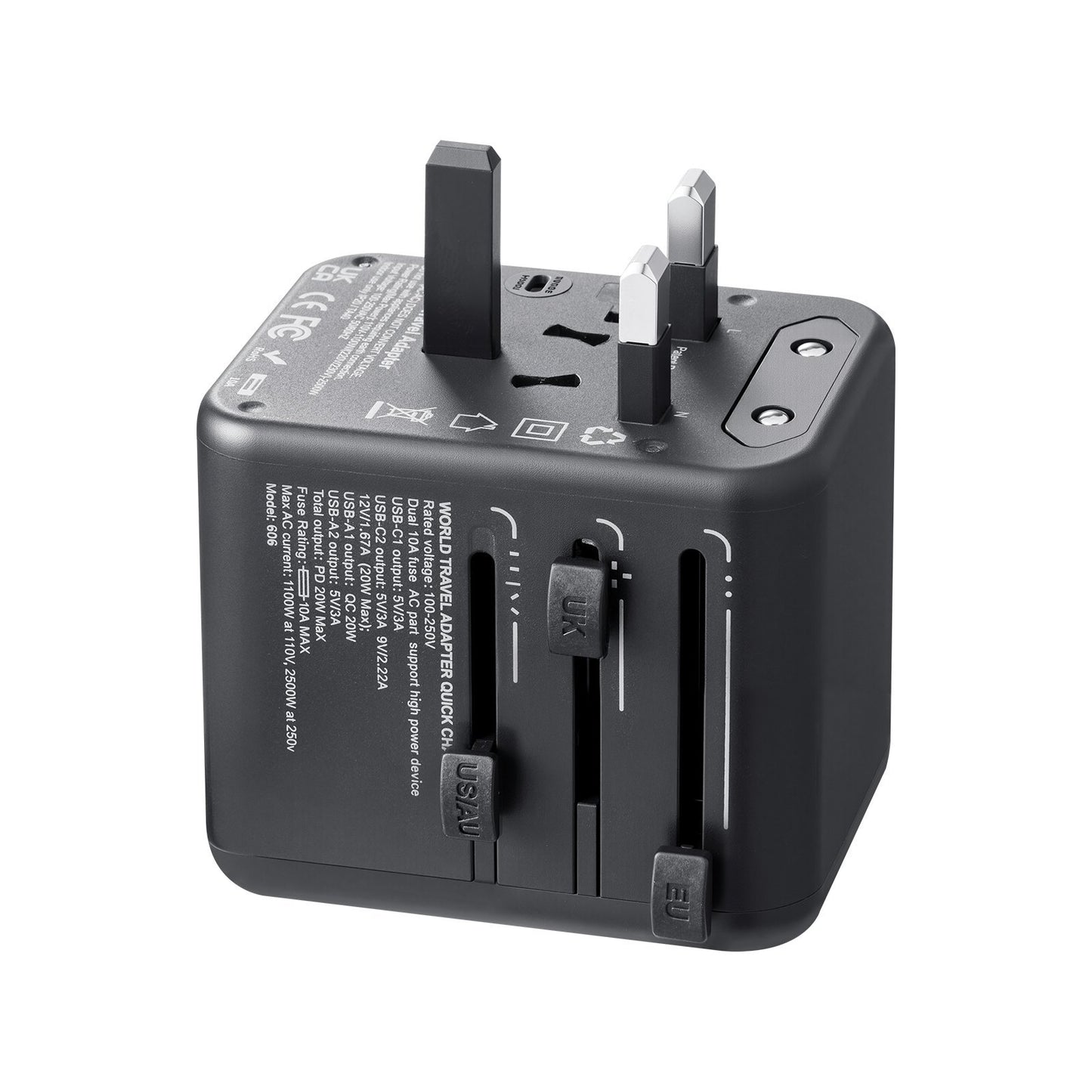 Universal Travel Adapter International 5 In 1 USB AC Wall Charger Power Plug