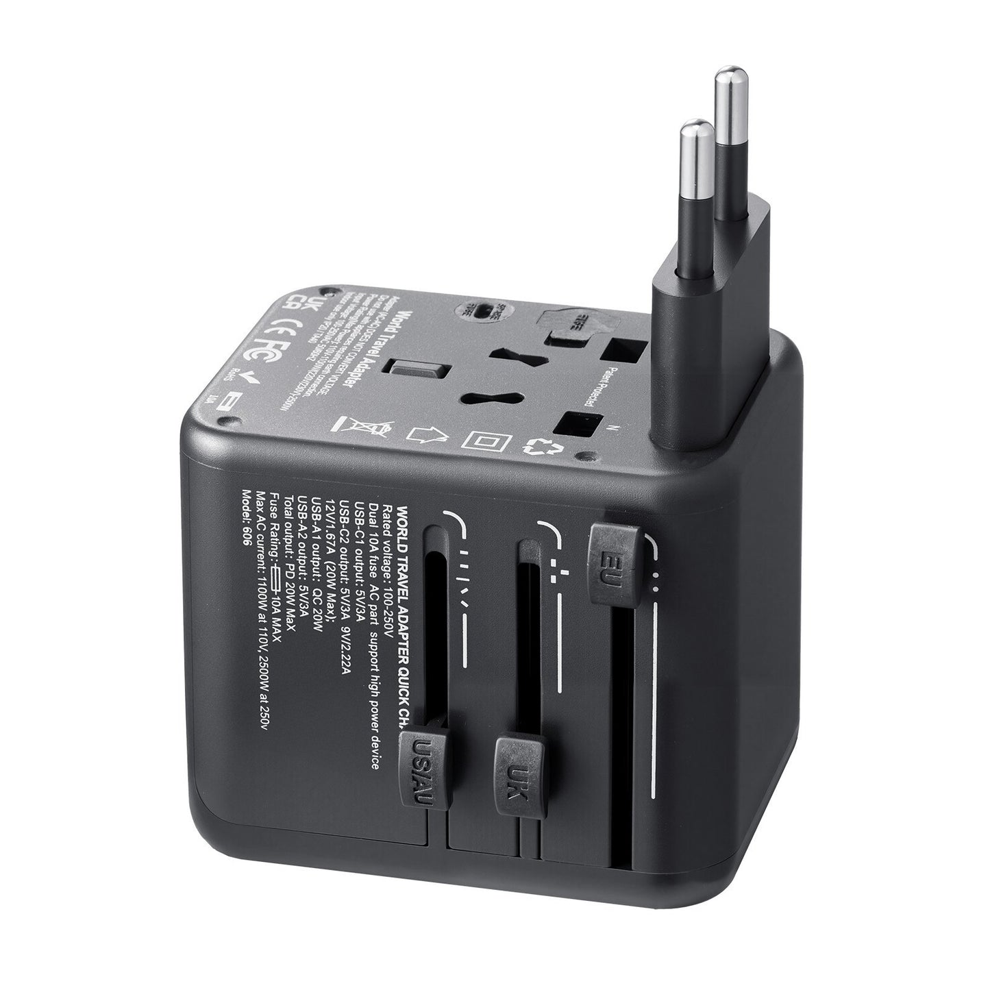 Universal Travel Adapter International 5 In 1 USB AC Wall Charger Power Plug