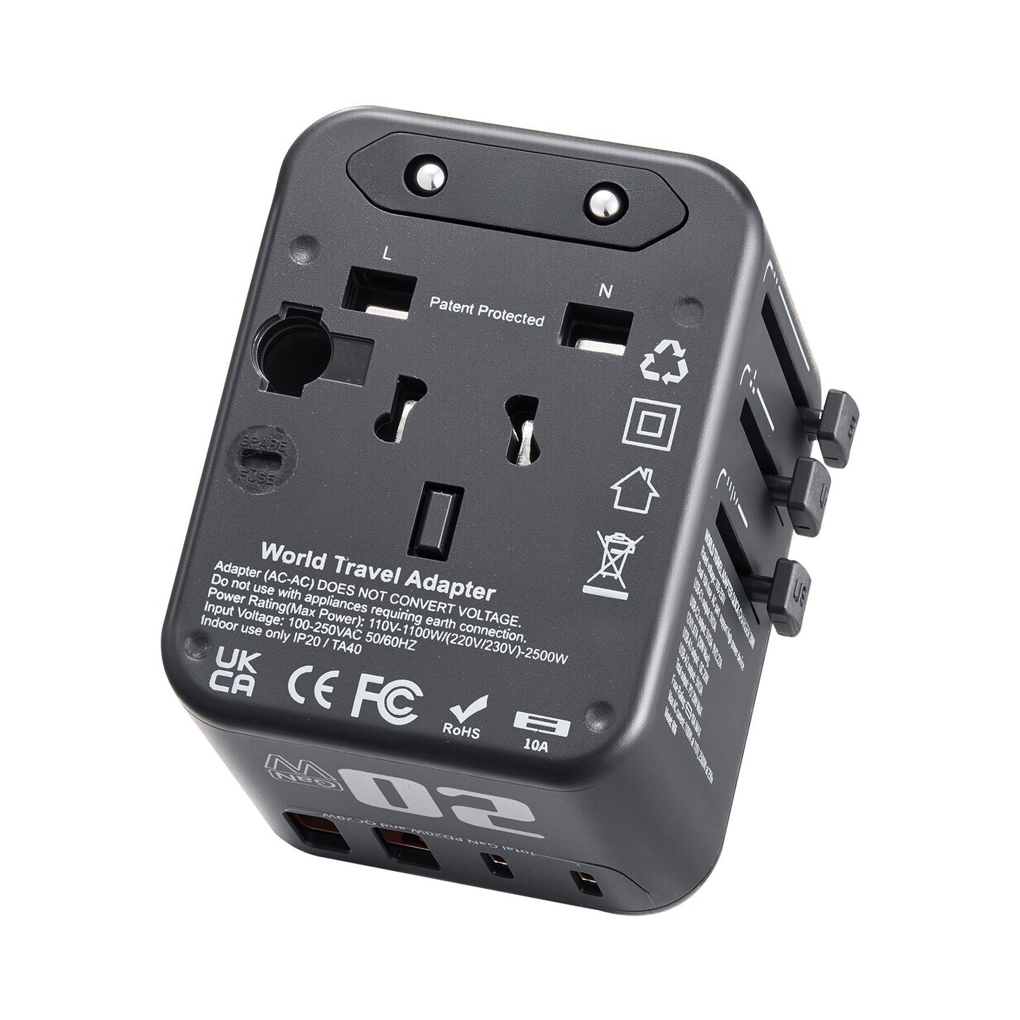 Universal Travel Adapter International 5 In 1 USB AC Wall Charger Power Plug